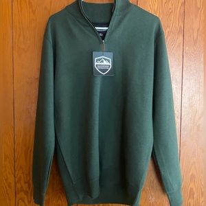 Mountain Expedition Mens Pullover Sweater. Green Size M. Quarter-zip. NWT